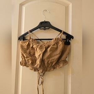 American eagle cropped top L brown